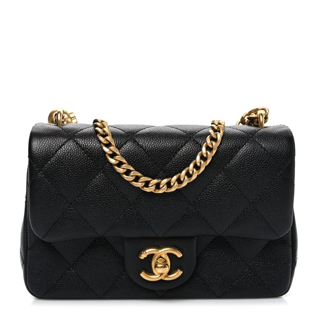 Caviar Quilted Mini Sweetheart Rectangular Flap Black