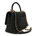 Caviar Quilted Small Coco Handle Flap Black