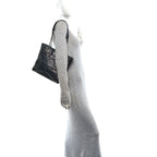 Glazed Calfskin Mini Deauville Tote Black