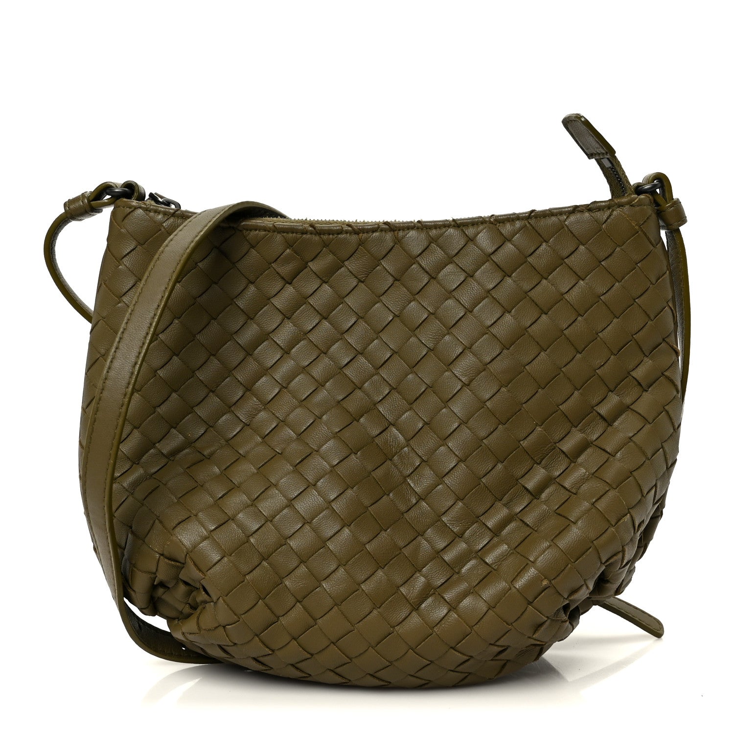 Nappa Intrecciato Crossbody Olive