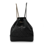 Aged Calfskin Quilted Small Gabrielle Backpack Black