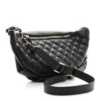 Lambskin Quilted Waist Bag Fanny Pack Black