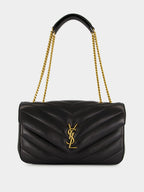 Black Loulou Medium Matelassé Leather Bag