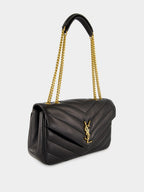 Black Loulou Medium Matelassé Leather Bag