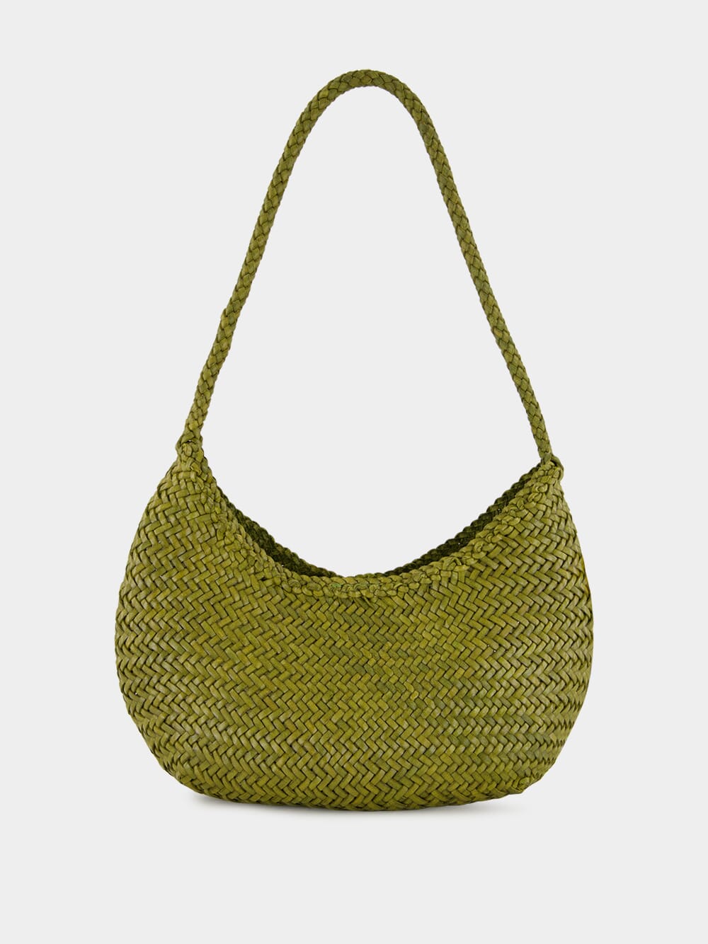 Bamboo Green Nova Luna Woven Leather Tote