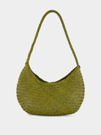 Bamboo Green Nova Luna Woven Leather Tote