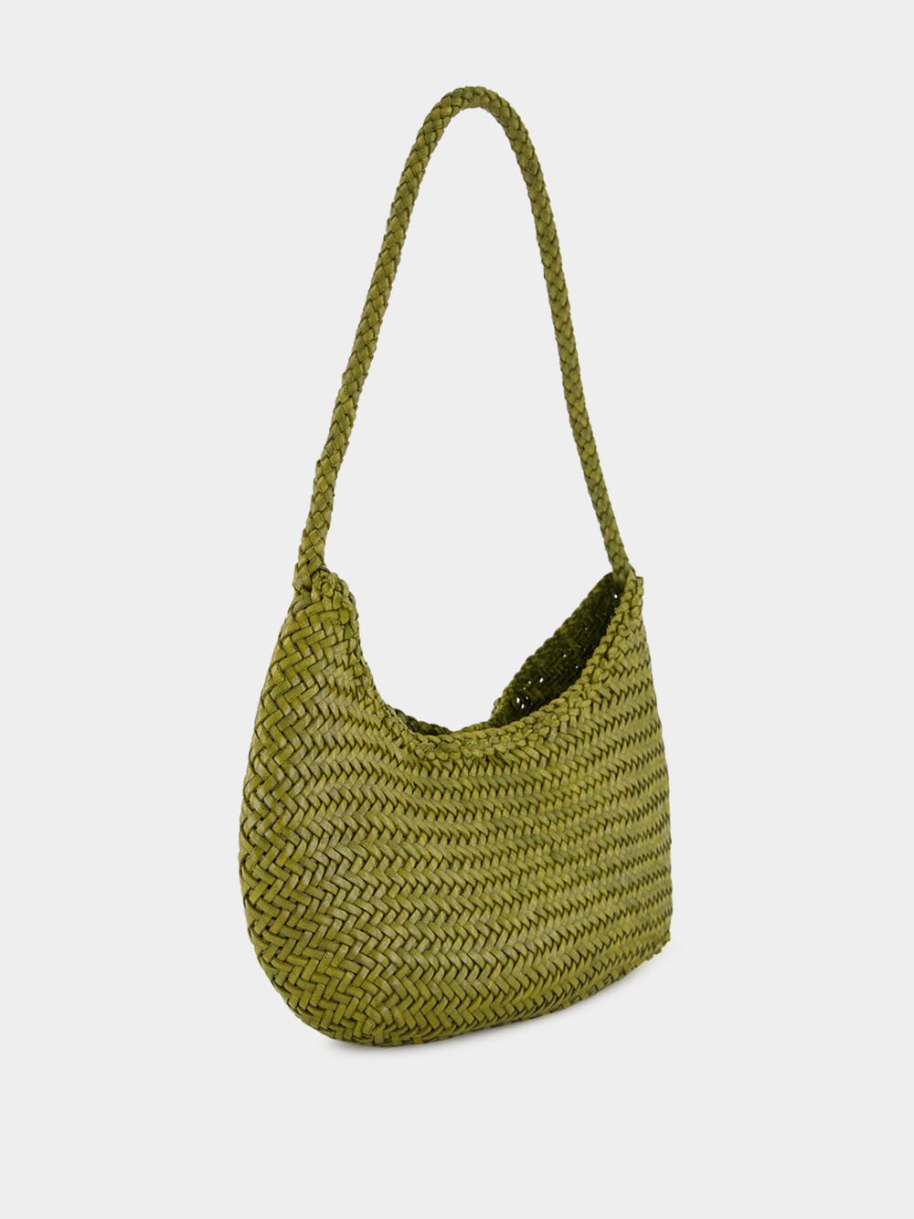 Bamboo Green Nova Luna Woven Leather Tote