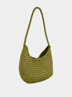 Bamboo Green Nova Luna Woven Leather Tote