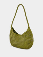 Bamboo Green Nova Luna Woven Leather Tote