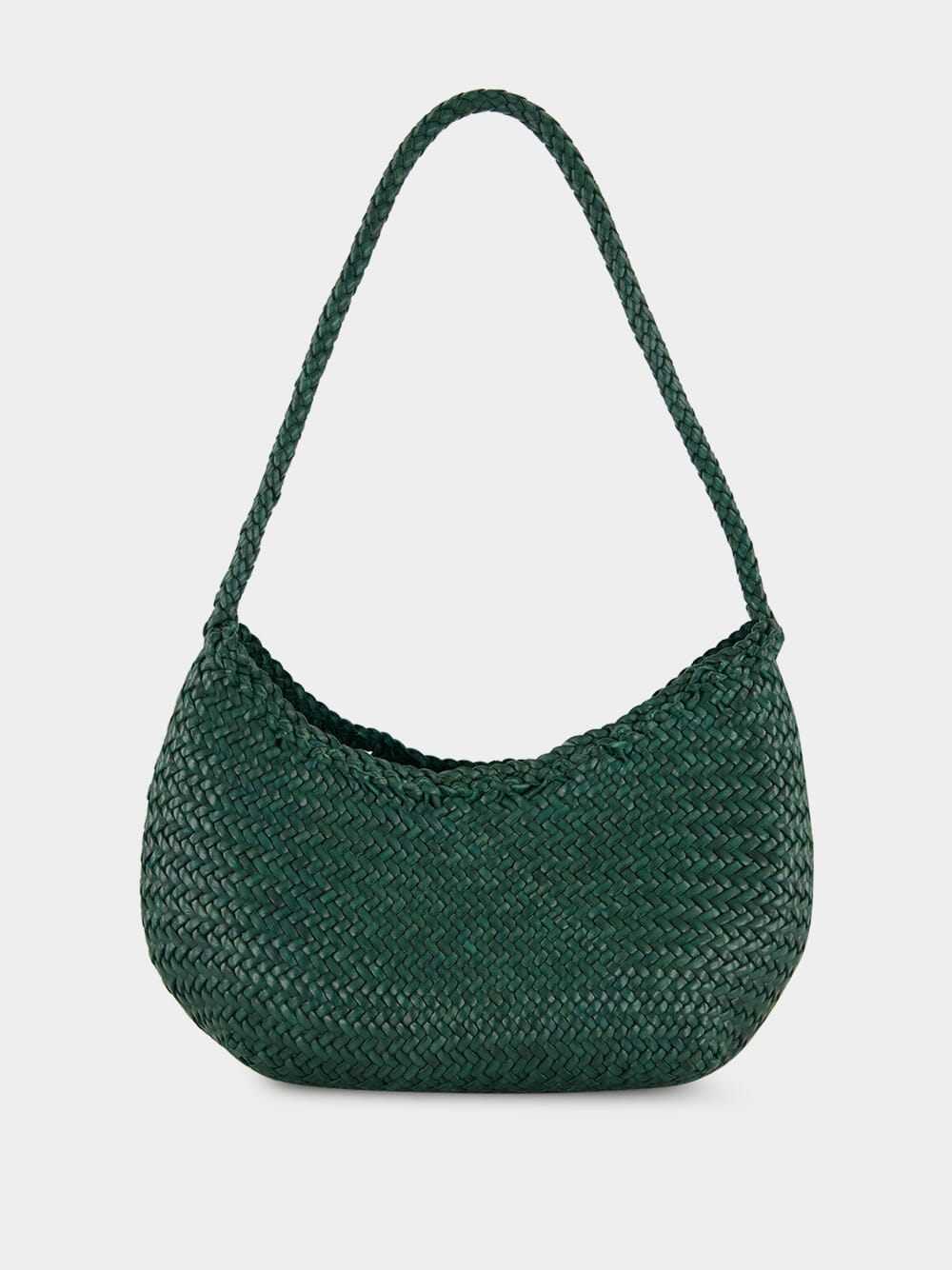 Forest Green Nova Luna Woven Leather Tote
