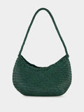 Forest Green Nova Luna Woven Leather Tote