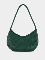 Forest Green Nova Luna Woven Leather Tote