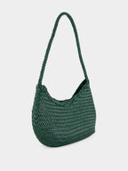 Forest Green Nova Luna Woven Leather Tote