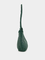 Forest Green Nova Luna Woven Leather Tote