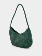 Forest Green Nova Luna Woven Leather Tote