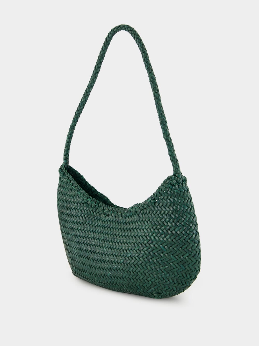 Forest Green Nova Luna Woven Leather Tote