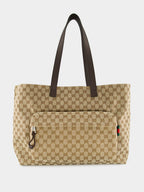 Beige and Dark Brown Large GG Tote Bag