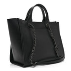 Caviar Small Studded Deauville Tote Black