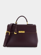 Burgundy Marlene Handbag in Palmellato Calfskin