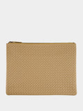 Beige A4 Woven Leather Pochette