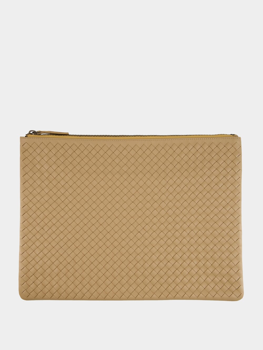Beige A4 Woven Leather Pochette