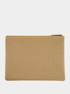 Beige A4 Woven Leather Pochette