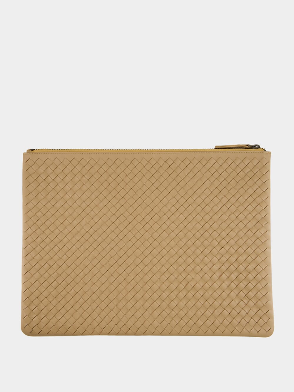 Beige A4 Woven Leather Pochette
