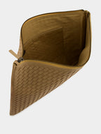 Beige A4 Woven Leather Pochette