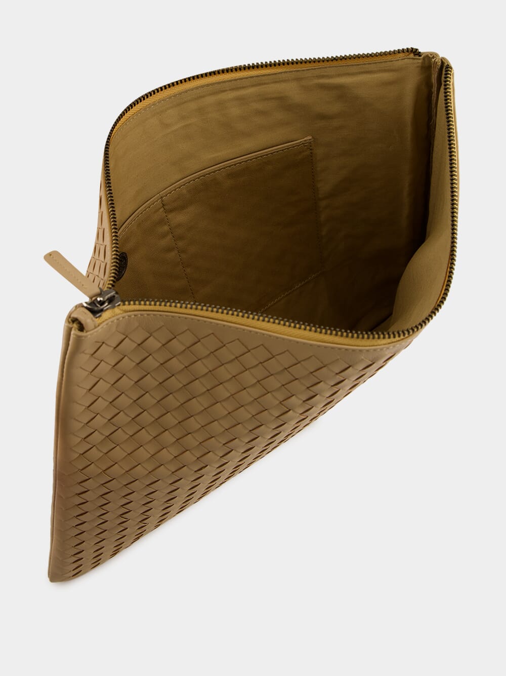 Beige A4 Woven Leather Pochette