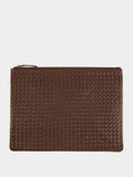 Dark Brown A4 Woven Leather Pochette
