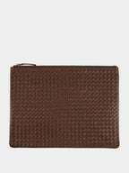 Dark Brown A4 Woven Leather Pochette