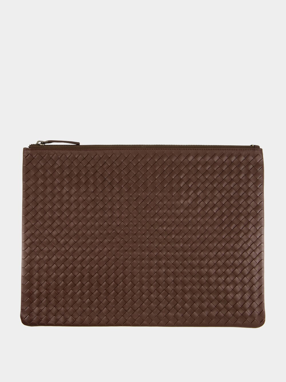 Dark Brown A4 Woven Leather Pochette