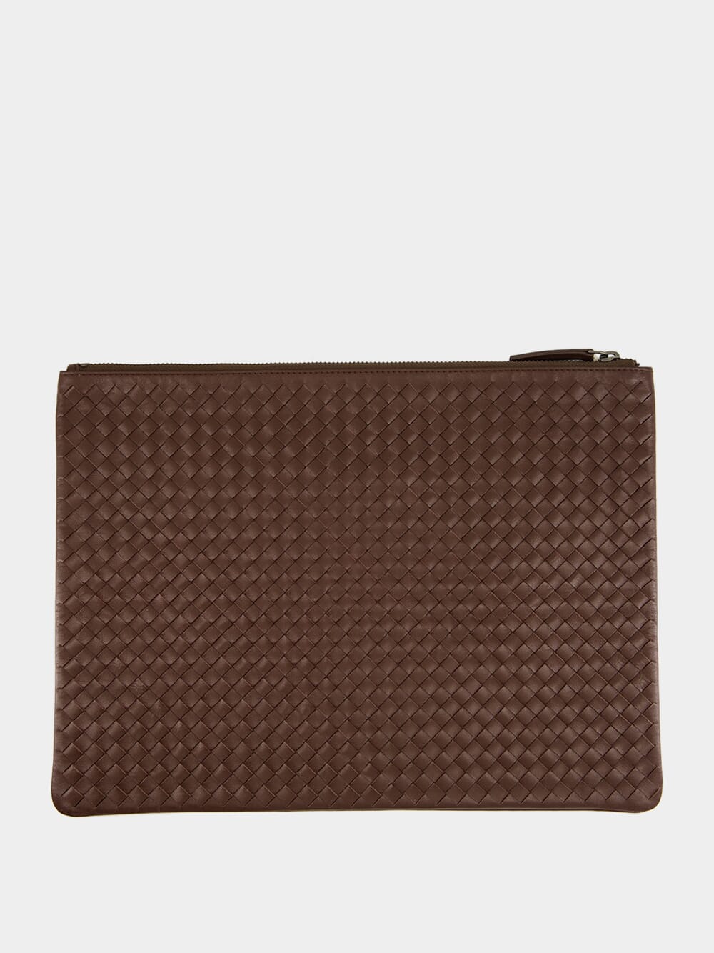 Dark Brown A4 Woven Leather Pochette