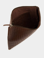 Dark Brown A4 Woven Leather Pochette