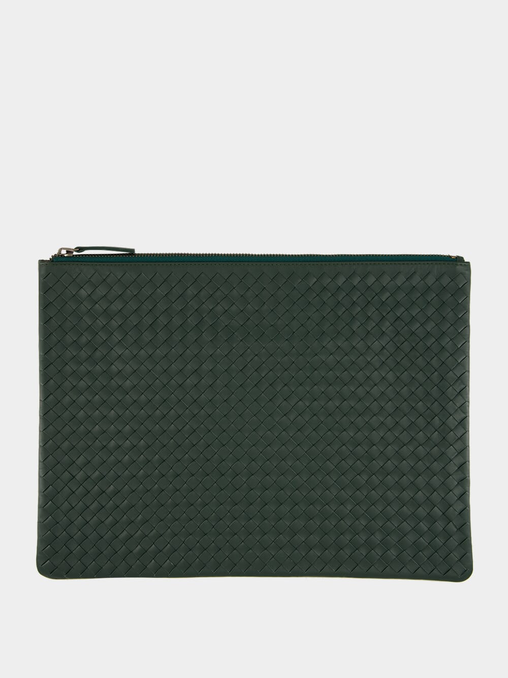 Forest Green A4 Woven Leather Pochette