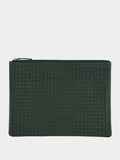 Forest Green A4 Woven Leather Pochette