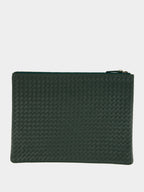 Forest Green A4 Woven Leather Pochette