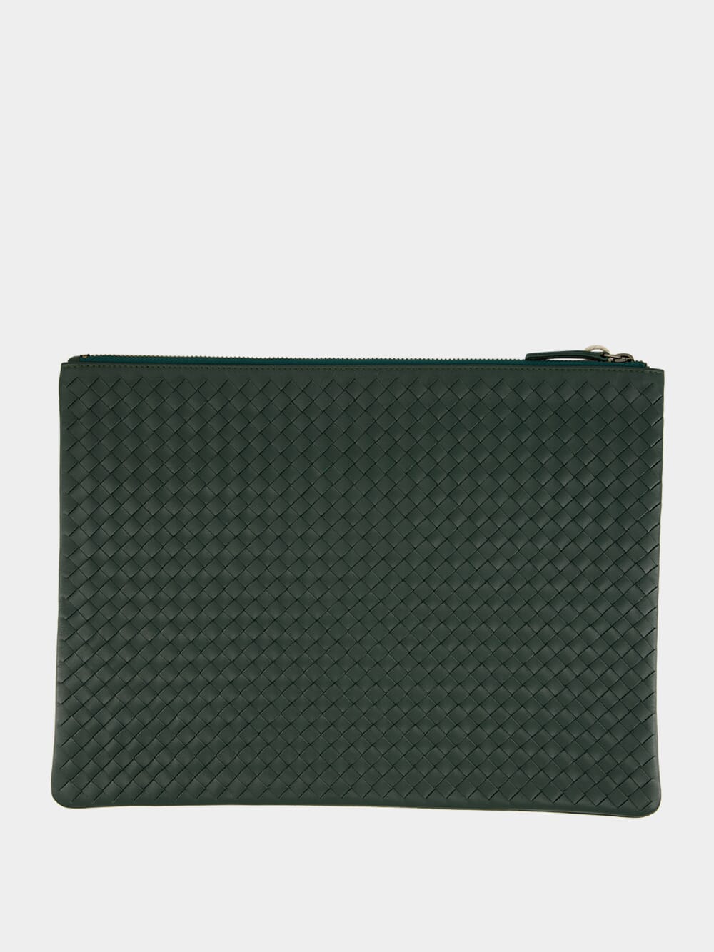 Forest Green A4 Woven Leather Pochette