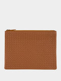 Tan A4 Woven Leather Pochette