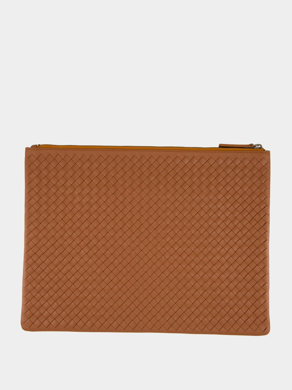 Tan A4 Woven Leather Pochette