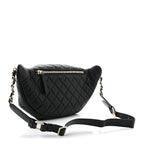 Calfskin Quilted Banane Waist Bag Fanny Pack Black
