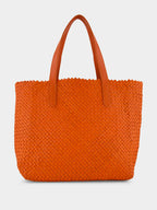 Orange Woven Leather Shoulder Bag