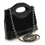 Tweed Shiny Calfskin Quilted Nano 31 Shopping Bag Black