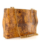 Spazzolato Calfskin Chain Clutch Gold Marble