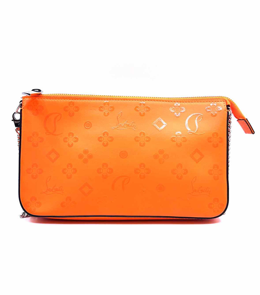 CHRISTIAN LOUBOUTIN Loubila Neon Orange Leather Monogram Handbag