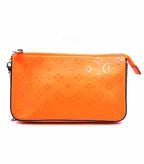 CHRISTIAN LOUBOUTIN Loubila Neon Orange Leather Monogram Handbag