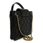 Lambskin Quilted Giant CC Shoulder Bag Black