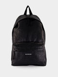 Black Explorer Leather Backpack