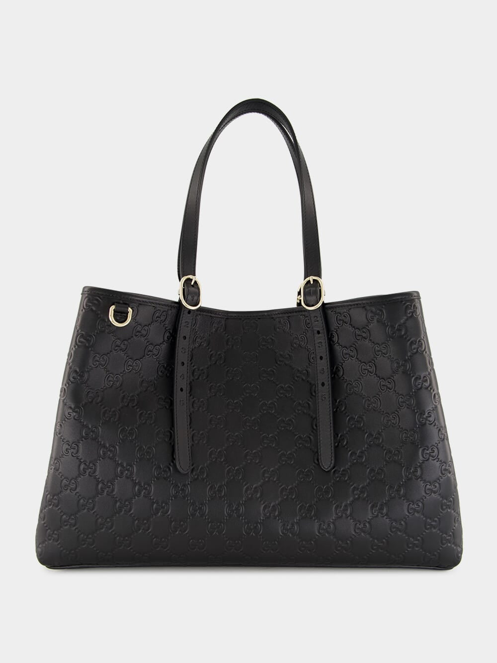 Black GG Emblem Large Leather Tote
