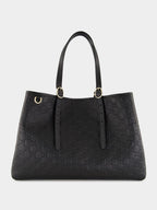 Black GG Emblem Large Leather Tote
